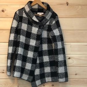 Ellen Tracy Buffalo Plaid Wool Blend Cardigan Jacket Size Medium